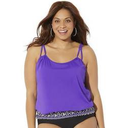 Plus Women's Loop Strap Blouson Tankini Top by Swimsuits For All in (Size 10)