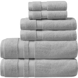 Beautyrest Plume Cotton Feather Touch Antimicrobial Bath Towel Set 6 Piece Grey Bath Towel Gray