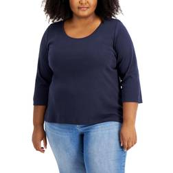 Tommy Hilfiger 3/4 Sleeve T-shirt Plus Size - Sky Captain