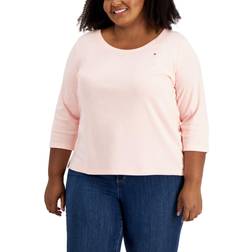 Tommy Hilfiger 3/4 Sleeve T-shirt Plus Size - Ballerina Pink