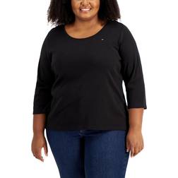 Tommy Hilfiger 3/4 Sleeve T-shirt Plus Size - Black