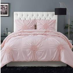 Christian Siriano Georgia Rouched Duvet Cover Pink (228.6x228.6cm)