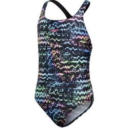 Speedo Girl's Allover Medalist Swimsuit - Black/Blue (812520-G674)