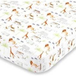 NoJo Watercolor Jungle Animals Crib Sheet Mini Fitted Crib Sheet 24x38"