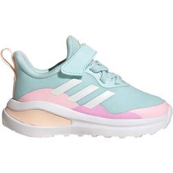 Adidas Infant FortaRun Sport Running Elastic Lace and Top Strap - Almost Blue/Cloud White/Clear Pink