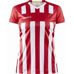 Craft Progress 2.0 Stripe Jersey T-shirt Women - Bright Red/White