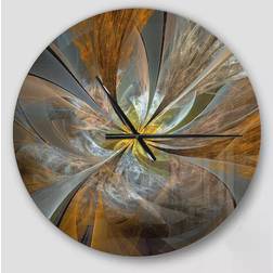 Design Art Fractal Flower with Golden Rays Wall Clock 23"