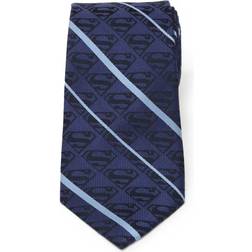 DC Comics Superman Stripe Pattern Silk Tie - Blue