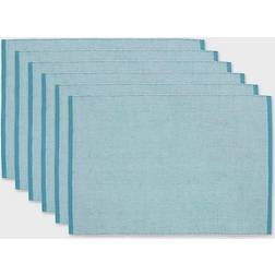 Eco-Friendly Chambray Fine Ribbed 6-pack Place Mat Blue (48.26x33.02)