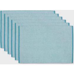 Eco-Friendly Chambray Fine Ribbed 6-pack Platzdeckchen Blau (48.26x33.02cm)