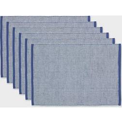 Eco-Friendly Chambray Fine Ribbed 6-pack Place Mat Blue (48.26x33.02cm)