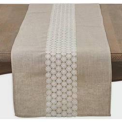 Saro Lifestyle Gabriella Lace Tablecloth Beige (182.88x40.64)