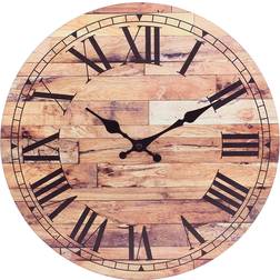 Stonebriar Collection Roman Numeral Wooden Wall Clock 13.9"