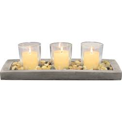 Stonebriar Collection Briarwood Decorative Votive Tray with Rustic Cement Tray Candle Holder 2.9" 3