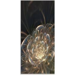 Design Art Fractal Flower With Golden Rays Floral Wall Decor 16x32"