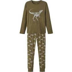 Name It Noos Long Sleeves Nightset - Olive Night