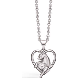 Støvring Design Cute Cat Holding A Heart Pendant - Silver