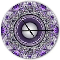 Design Art Purple Fractal Pattern with Circles Modern Wall Clock 23"