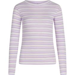 Mads Nørgaard 2x2 Cotton Stripe Tuba Top - White Alyssum/Lavendula