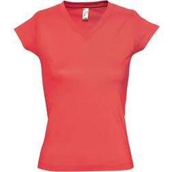 Sol's Moon V Neck Short Sleeve T-shirt - Coral