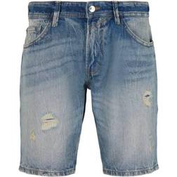 Tom Tailor Regular Fit with Recycled Cotton Denim Shorts - Destroyed Mid Stone Wash