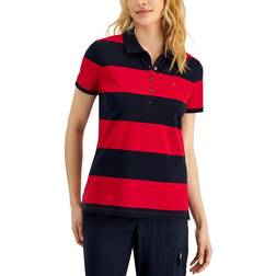 Tommy Hilfiger Striped Piqué Polo Shirt - Sky Captain/Scarlet