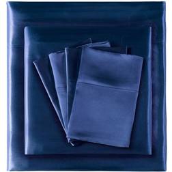 Madison Park Essentials Satin Bed Sheet Blue (243.84x205.74cm)