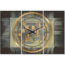 Design Art Gold Geometric Tapestry II Wall Clock 36"