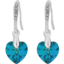 Jon Richard Radiance Collection Heart Drop Earrings - Silver/Blue/Transparent