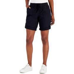 Tommy Hilfiger Women's Rolled-Cuff Utility Shorts - Black