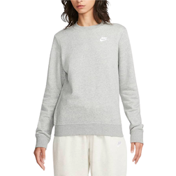 NIKE Sportswear Club Fleece Crew-Neck Sweatshirt Women's - Dark Grey Heather/White