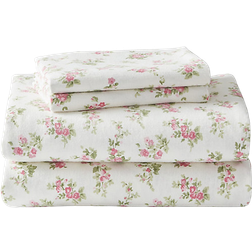 Laura Ashley Printed Pattern Flannel Bed Sheet White (243.84x167.64cm)