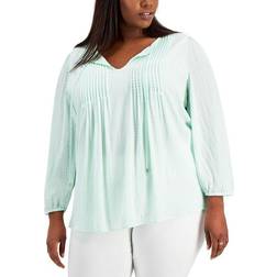 Tommy Hilfiger Pintucked Top Plus Size - Aqua