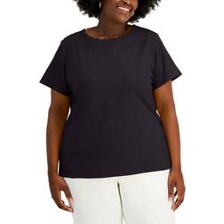 Anne Klein Scalloped T-shirt Plus Size - Black