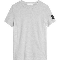 Calvin Klein Boy's Slim Organic Cotton Badge T-shirt - Light Grey Heather (IB0IB01061)