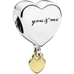 Pandora Dangling You & Me Heart Charm - Silver/Gold