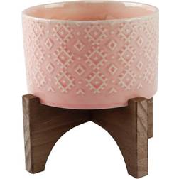 Flora Bunda India Ceramic Pot with Wood Stand ∅5"