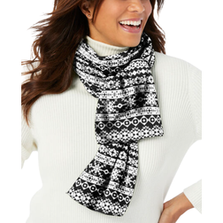 Woman Within Fleece Scarf - Black Fair Isle