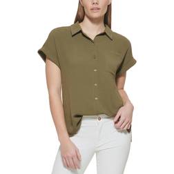 Calvin Klein Short Sleeve Button Down Shirt - Caper