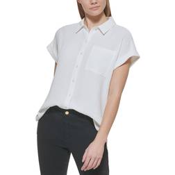 Calvin Klein Short Sleeve Button Down Shirt - Soft White