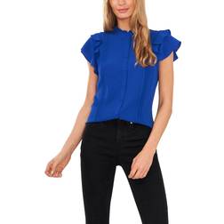 CeCe Pintuck Ruffled Blouse - Deep Royal Blue