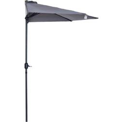 OutSunny Half Round Parasol Umbrella Grey