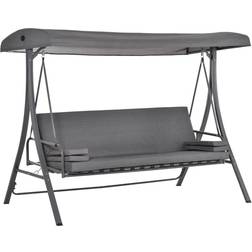 OutSunny 2-in-1 Patio 3 Seater Swing Chair Hammock With Cushion Adjustable Canopy Grey