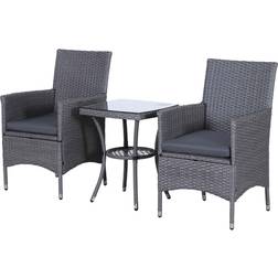 OutSunny 863-033 - Grey Bistro Set, 1 Table incl. 2 Chairs