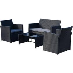 OutSunny 860-064V01BK Outdoor Lounge Set, 1 Table incl. 3 Sofas