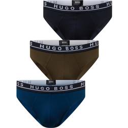 HUGO BOSS 3-Pack Coloured Briefs, Navy/Teal/Khaki