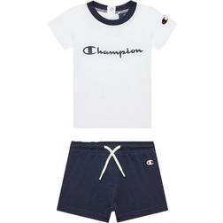 Champion White/Navy T-Shirt & Shorts Sæt