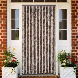 vidaXL Moustiquaire, Rideau d'Insectes de Porte, Rideau contre Mouches Extérieur Maison, Beige et Marron Clair 118x220 cm Chenille