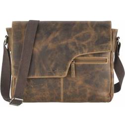 Greenburry Tasche Leder Messenger Bag Umhängetasche brau VINTAGE 1650A Greenbur