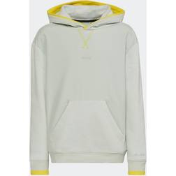 adidas Junior All SZN Fleece Hoodies Sweatshirt - Linen Green/Impact Yellow (HN8412)